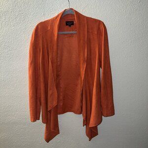 VS2 By Vakko Faux Suede Orange Open Cardigan Size Medium